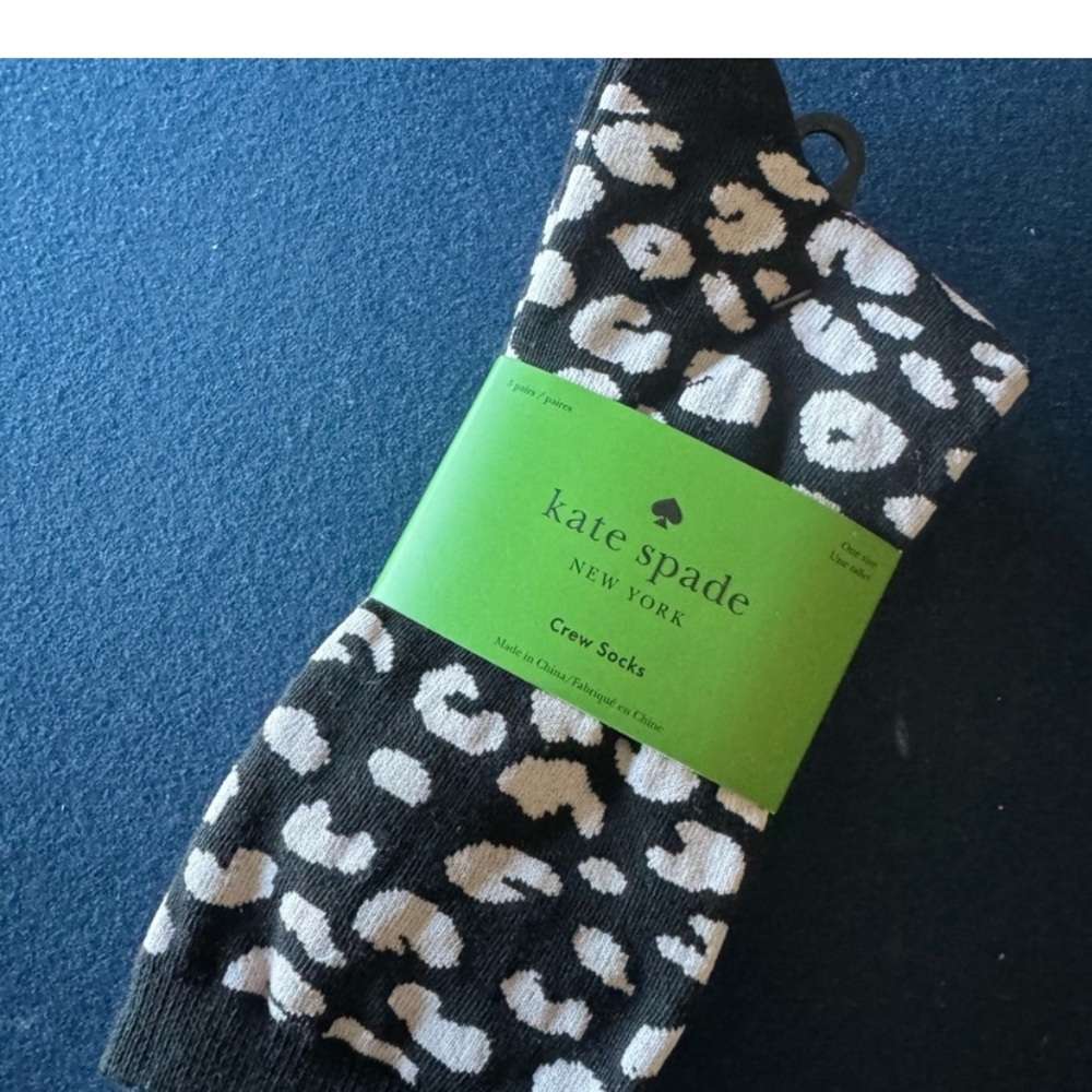 kate spade Black and pink Leopard Crew Socks